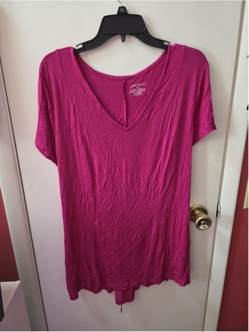 Lane Bryant Top 14 16 T-Shirt Tee Pink Perfect Sleeve Classic V-Neck